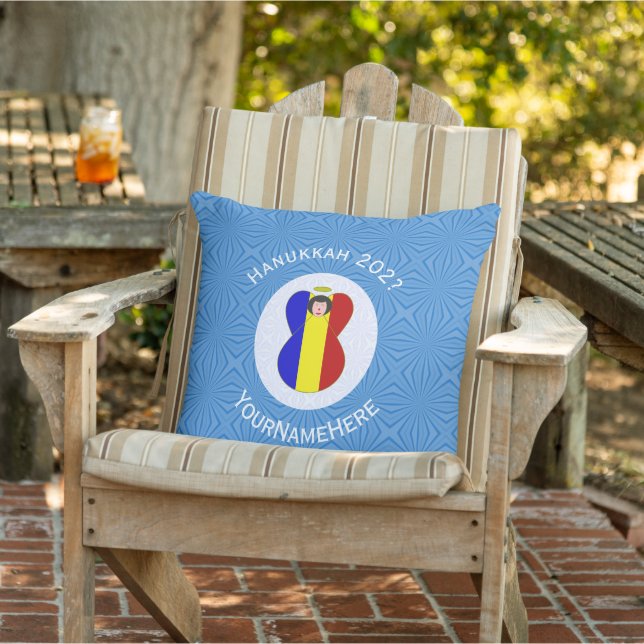 Almofada Bandeira da Hanukkah do Anjo Romeno Personalizada (Cadeira)