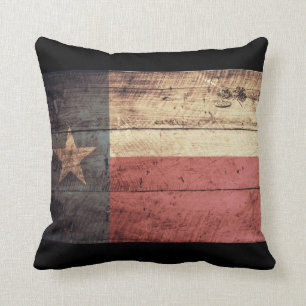 Almofada Bandeira de madeira velha de Texas;