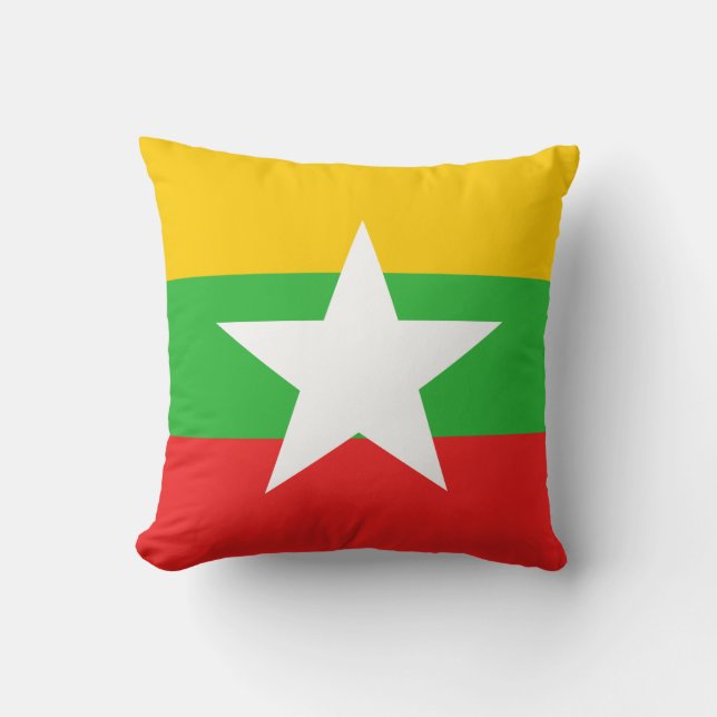 Almofada Bandeira de Myanmar x Travesseiro de Bandeira (Frente)