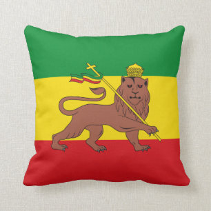 Almofada Bandeira de Rastafarian do leão de Etiópia de