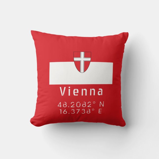 Almofada Bandeira de Viena & Coordenadas (Frente)