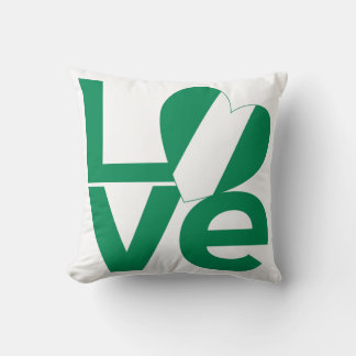 Almofada Bandeira do Coração LOVE Verde Nigeriana