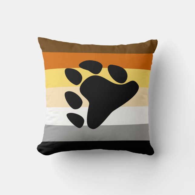 Almofada Bandeira do Orgulho Urso com Pata (Frente)