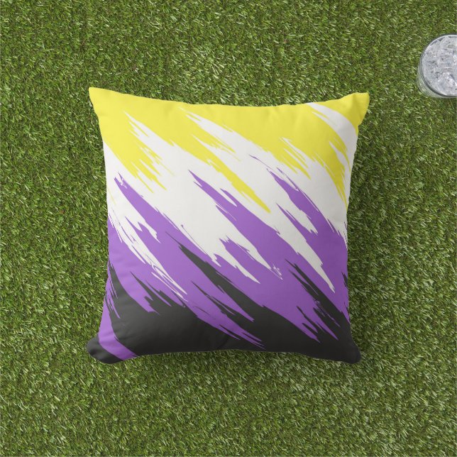 Almofada Bandeira do Orgulho ZigZag Funky Grungy Abstrato N (Grama)