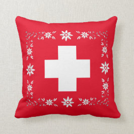 Almofada Bandeira e edelweiss suíços