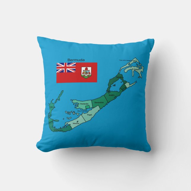 Almofada Bandeira e mapa de Bermuda (Frente)