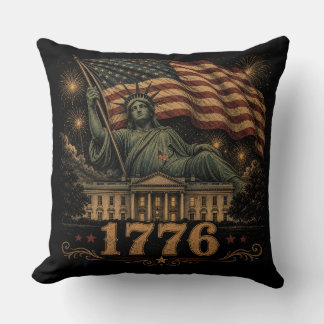 Almofada Bandeira Patriótica Americana de 1776 Estátua da L