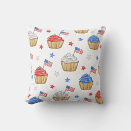 Almofada Bandeira Patriótica Estrelas Cupcake Vermelho Azul