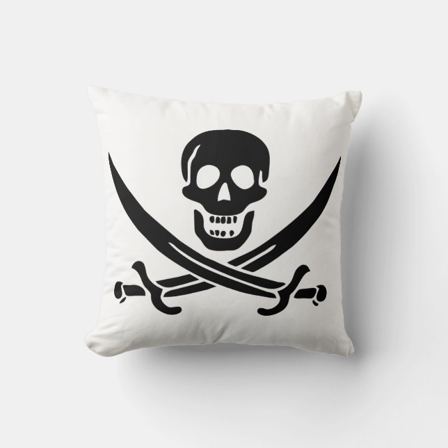 Almofada Bandeira Pirata Caveira Espadas Cruzadas (Frente)