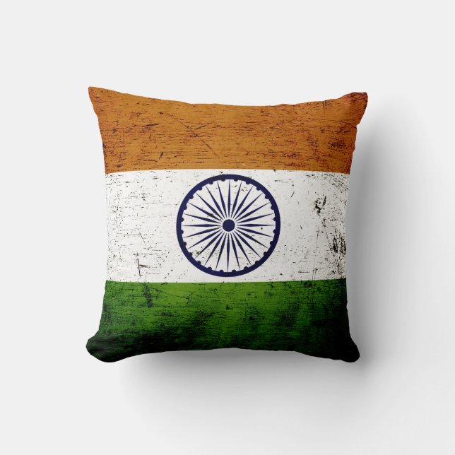 Almofada Bandeira preta de India do Grunge (Frente)
