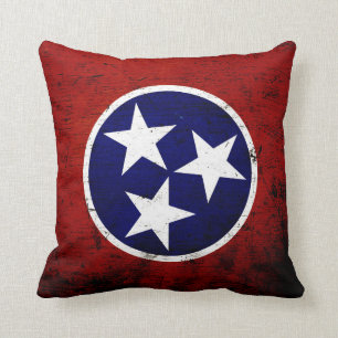 Almofada Bandeira preta do estado de Tennessee do Grunge