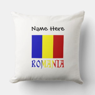 Almofada Bandeira Romena Romênia Personalização Preta
