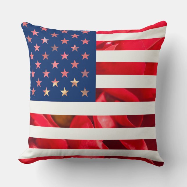 Almofada Bandeira Rosa vermelha dos Estados Unidos da Améri (Frente)