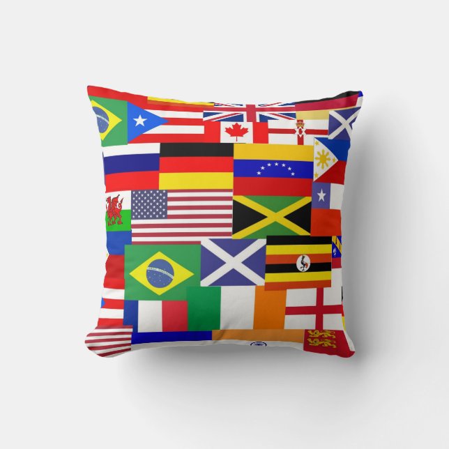 Almofada Bandeiras da colagem mundial (Frente)