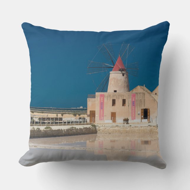 Almofada Bandejas do moinho de vento e do sal no salina de (Frente)