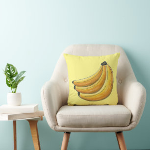 Almofada Bando Amarelo de Bananas Fruta Foodie
