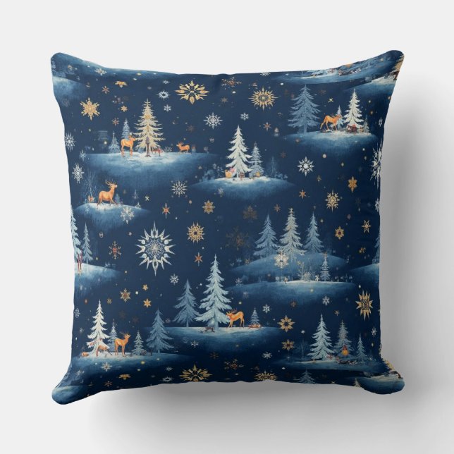 Almofada Banheiro de Natal, veado de árvores e flocos de ne (Verso)