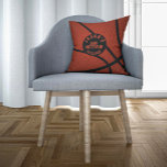 Almofada Bar de basquete personalizado Mitzvah Rust Orange<br><div class="desc">Bar de basquete preto e laranja personalizado Mitzvah travesseiro quadrado. Personalizado com nome e data.</div>
