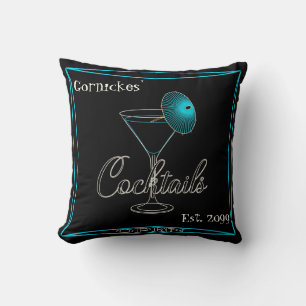 Almofada Bar Retro Aqua Cocktail Divertido Pub
