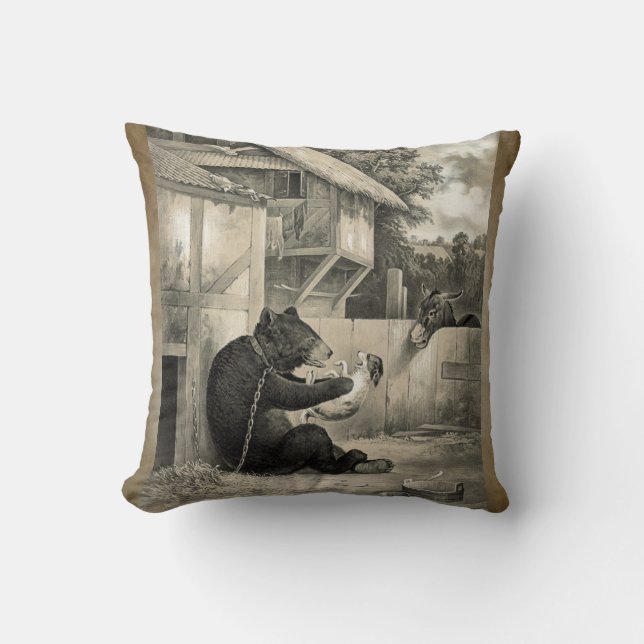 Almofada Barba - Urso, Cachorro e Cachorro (Frente)