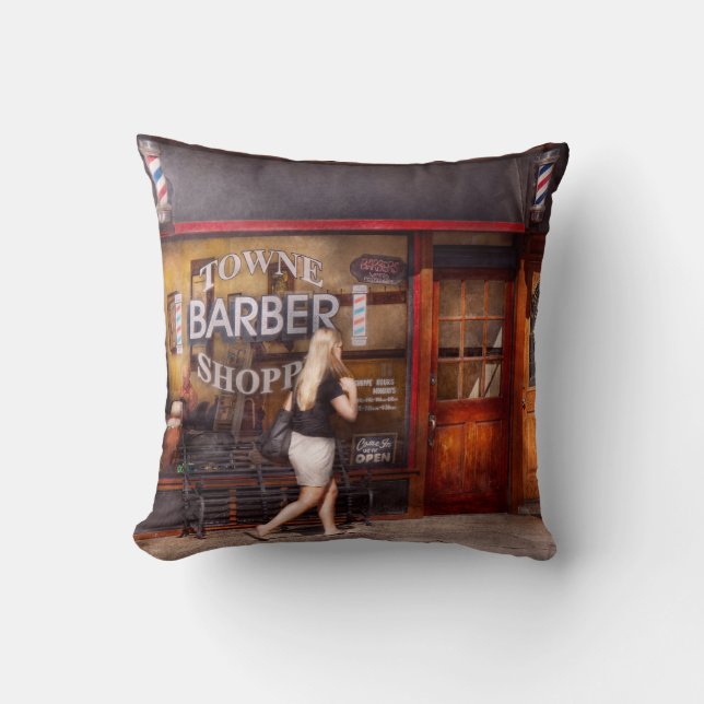 Almofada Barbeiro - Barbearia - Hora de cortar o cabelo (Frente)