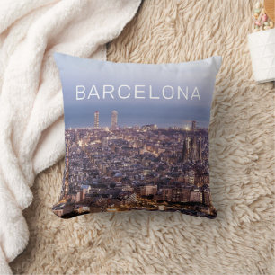 Almofada Barcelona Catalonia Sunset Espanha de linha do hor
