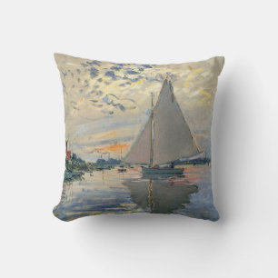 Almofada Barco à Vela de Monet Impressionismo Francês Arte 