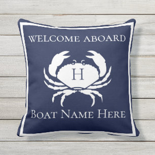 Almofada Barco Azul Marinho Branco CRAB Náutico Personaliza