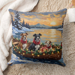 Almofada Barco de Natal do American Staffordshire Terrier