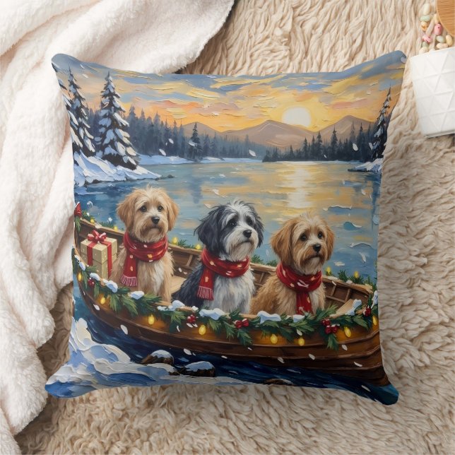 Almofada Barco de Natal do Lhasa Apso Férias (Cobertor)