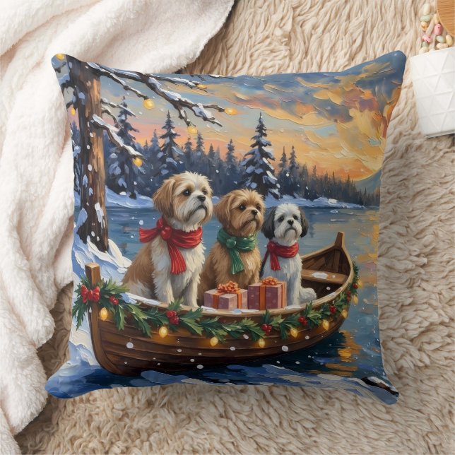 Almofada Barco de Natal do Shih Tzu Férias (Cobertor)