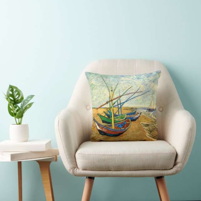 Almofada Barcos de Pesca de Van Gogh na Praia em Saintes Ma (Cadeira)