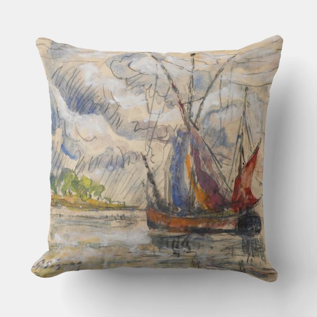 Almofada Barcos de pesca em La Rochelle, c.1919-21 (Frente)