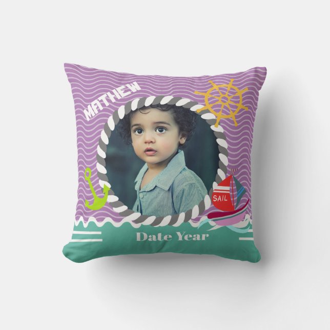 Almofada Barcos Divertidos Foto Areia Púrpura (Frente)