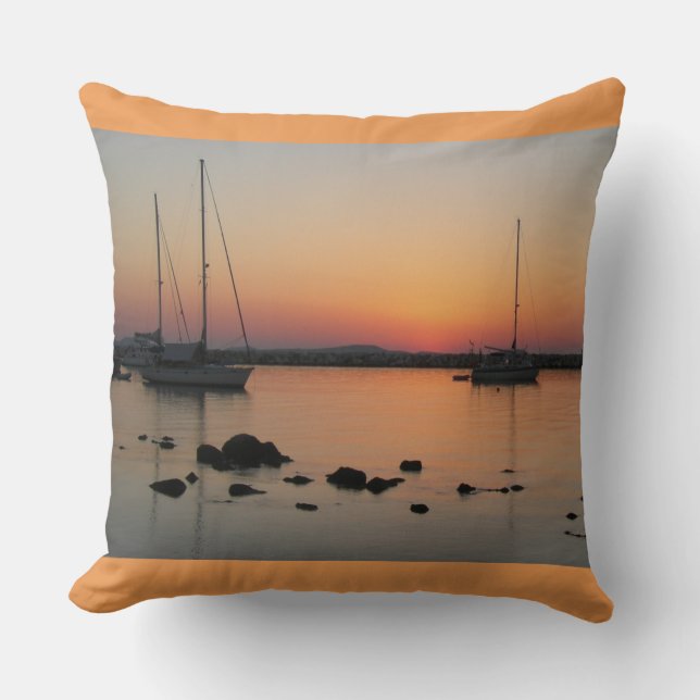 Almofada Barcos Gregos no Travesseiro decorativo Sunset das (Frente)