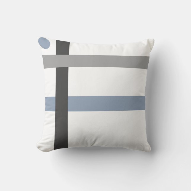 Almofada Bares brancos azuis cinzentos pretos geométricos (Frente)