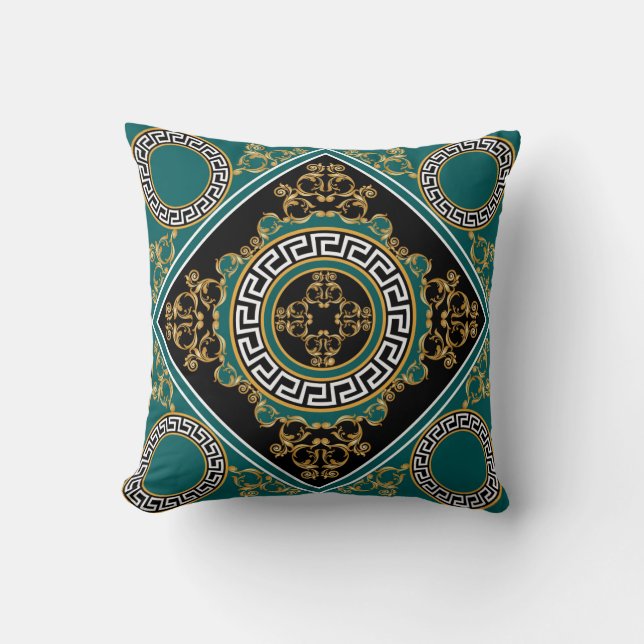 Almofada Barroco Dourado: Elegância Negra (Frente)