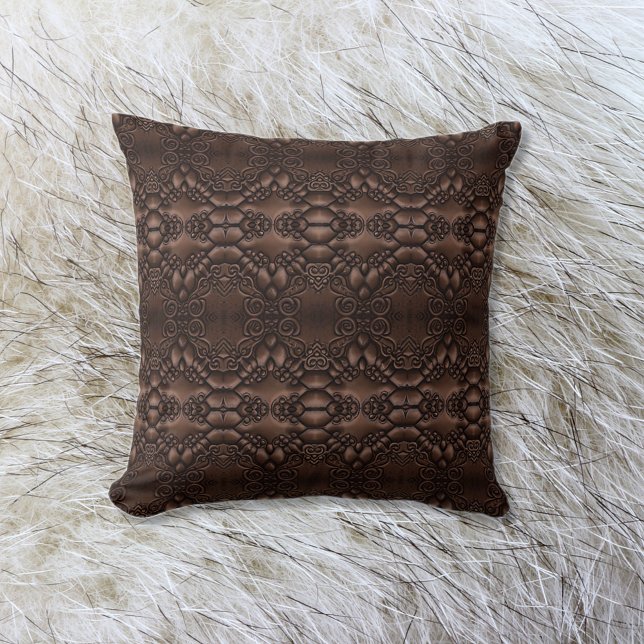 Almofada Barroco Faux Leather Brown Patterno Fleece Blanket (Criador carregado)