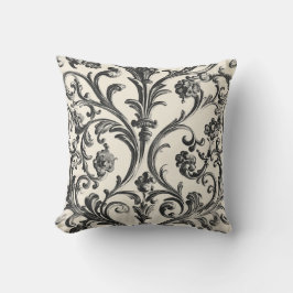 Almofada Barroco Negro Floral em Creme