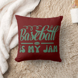 Almofada BASEBALL É O MEU JAM, uma bola de beisebol gráfica