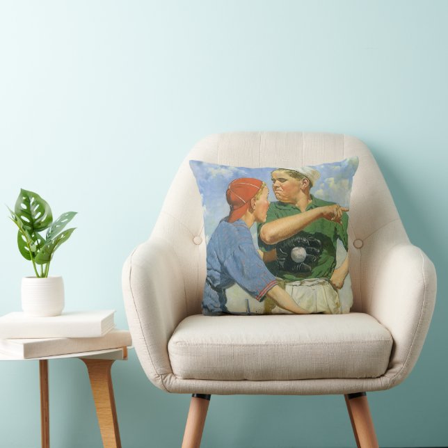 Almofada Basebol Antigo, Crianças, Meninos Praticando Espor (Cadeira)