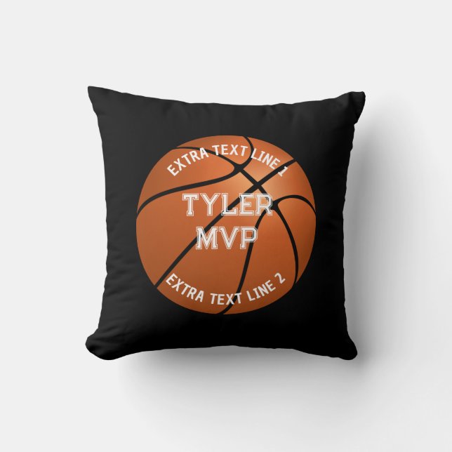 Almofada Basquete, Nome da Criança MVP/Número, 2 Linhas Pre (Frente)