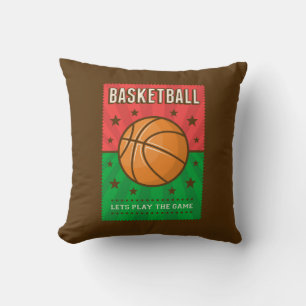 Almofada Basquete Verde Cor-de-Rosa Grunge Vermelhos