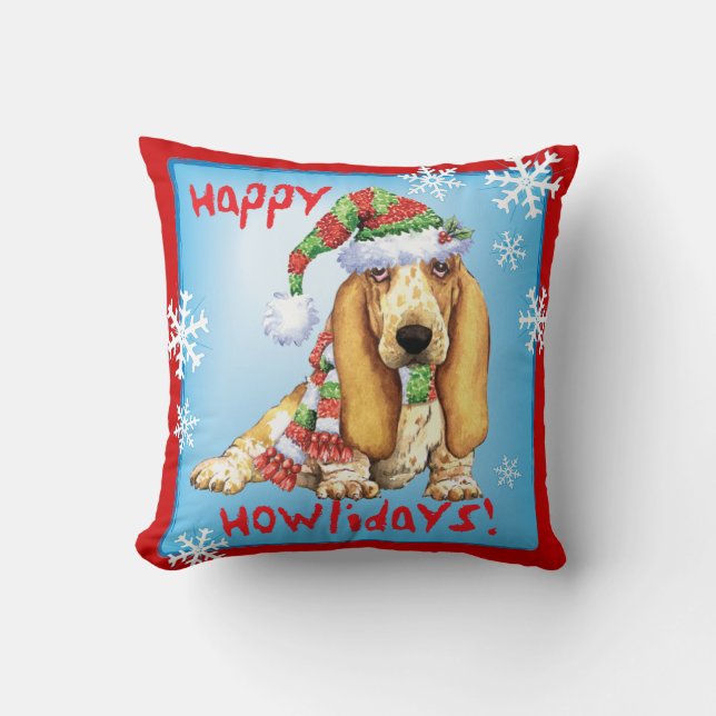 Almofada Basset feliz de Howliday (Frente)