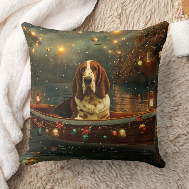 Almofada Basset Hound Christmas Festive Voyage (Cobertor)