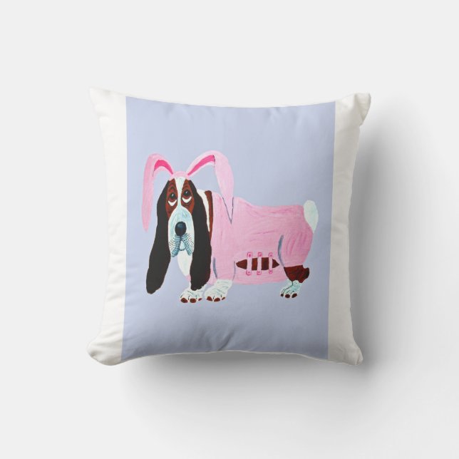 Almofada Basset Hound de terno de coelho (Frente)