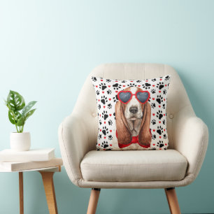 Almofada Basset Hound Love and Paw Prints Dog Lover
