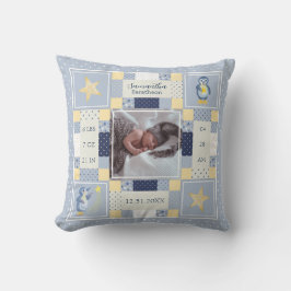 Almofada Bastante Pinguin Quilt Baby Birth Stats Personaliz