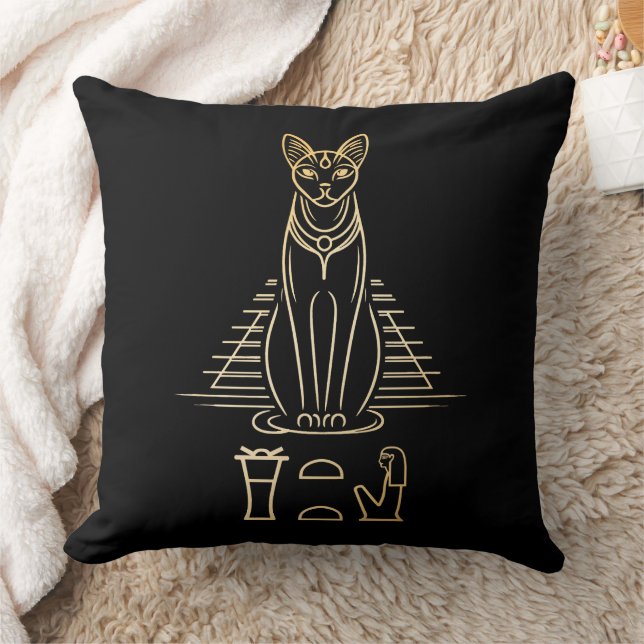Almofada Bastet com nome em hieroglifos e na Pirâmide do Eg (Cobertor)
