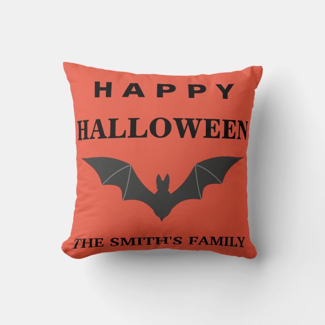 Almofada Bat do Feliz Halloween Personalizado (Frente)